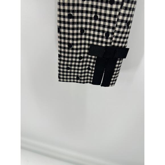 Talbots Dress Pants Women 2 Black White Wool Gingham Polka Dot Bow Ankle Detail - Picture 5 of 9